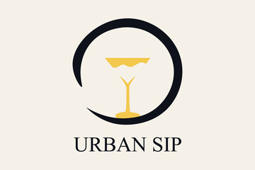 Modern urban sip logo with cocktail glass