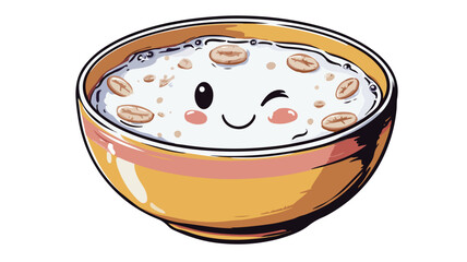 Playful Cereal Bowl with Milk, Charming Vector Design for Ad Promotion