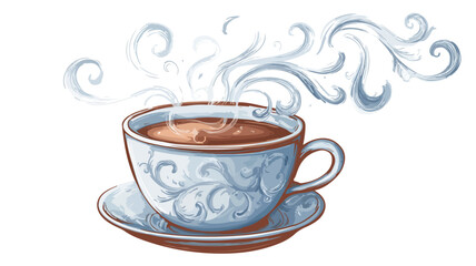 Elegant Espresso Cup with Delightful Steam Vector Illustration
