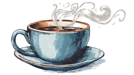 Charming Espresso Cup with Whimsical Steam Vector Illustration