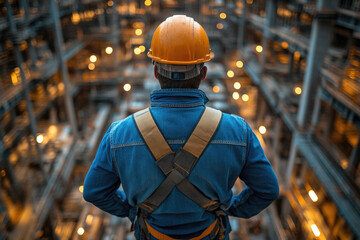 Obraz premium Focused Civil Engineer Overseeing Infrastructure Work in Progress