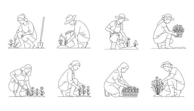 Farmer and Gardener Vector Icon Set for Agriculture and Rural Projects