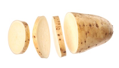 Sliced Sweet Potato Isolated on White Background.