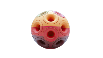 Abstract Geometric Sphere with Holes on White Background