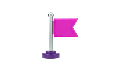 Pink Flag on a Pole Isolated on White Background