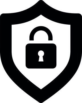 Shield with lock silhouette icon for security and protection