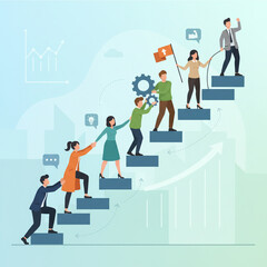 Employees Climbing Career Ladder Together