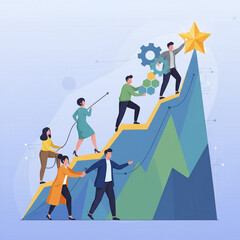 Teamwork Reaching the Top Together