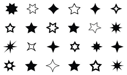 Sparkle Icons set. Twinkle stars collection. Shine star icons. Effect shine, glitter, twinkling and clean. 