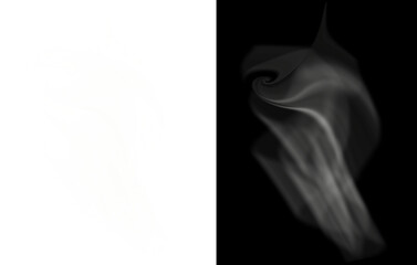 Abstract Soft White Smoke Wisp or Vapor Swirl isolated on a transparent background 