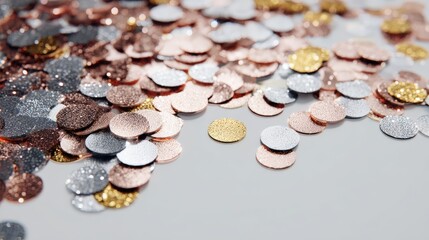 Scattered glitter confetti on white surface