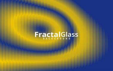 Vibrant fractal glass design with yellow and blue swirling patterns on a dark blue background with a white text overlay