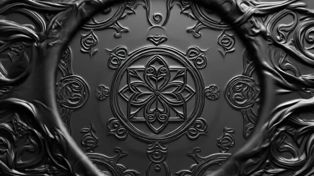 Elegant black ornamental pattern with floral and geometric designs