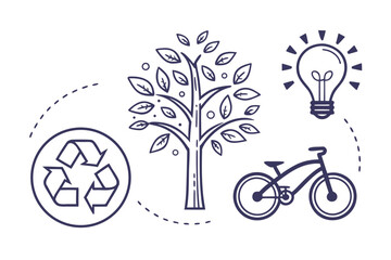 Eco Friendly Lifestyle Icon Set Minimal Vector W Vector Icon