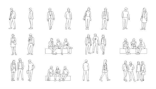 Urban Architecture and Business People Vector Icon Set