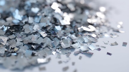 Close-up of shiny blue metal shards