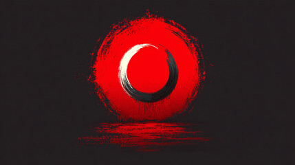 Red circle abstract design with minimalist lines and forms, great for logo and background. Symbol of energy, passion, and creativity