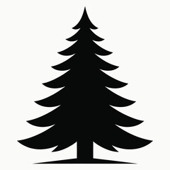 Fototapeta premium Bold Black Silhouette of a Majestic Pine Tree — A Timeless Symbol of Winter, Nature’s Strength, and Holiday Spirit in Clean, Minimalist Monochrome Design