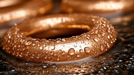 Copper rings with water droplets
