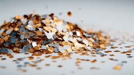 Scattered confetti on white surface