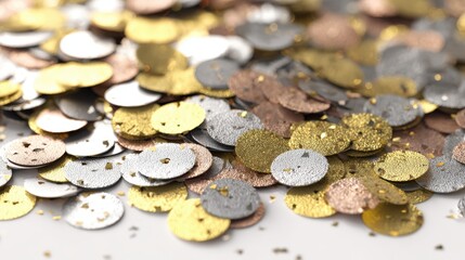 Scattered metallic confetti
