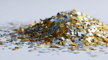 Pile of shimmering metallic flakes