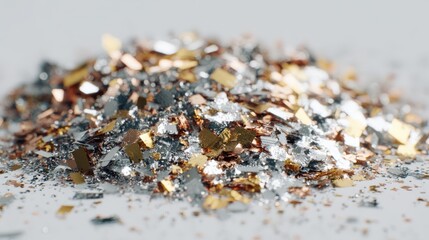 Shattered glass pieces on white surface