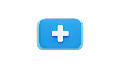 3D First Aid Kit Icon on White Background