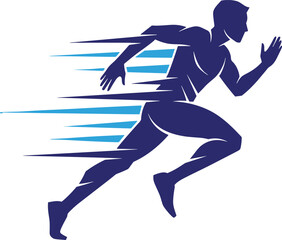 Running athlete silhouette vector illustration, dynamic sprint motion design, speed and fitness concept, modern sports performance artwork