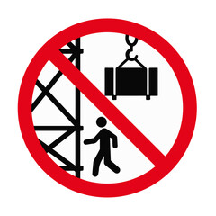 Danger Crane Operating Overhead Stay Out From Under Suspended Loads Symbol Sign, Vector Illustration, Isolate On White Background