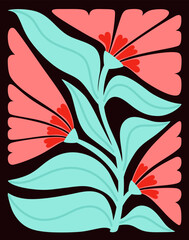 Abstract Valentine's Day poster on a dark background. Hand drawn design for banners, wallpaper, and cards.