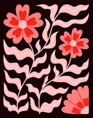 Abstract Valentine's Day poster on a dark background. Hand drawn design for banners, wallpaper, and cards.