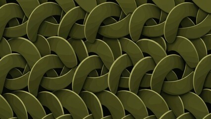 Abstract Interlocking Chain Links Pattern in Olive Green.