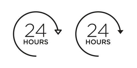 24 hours icon element in flat simple style. Thin stroke editable icons