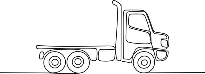 One continuous line drawing of truck as land vehicle with white background. one line Art icon drawing