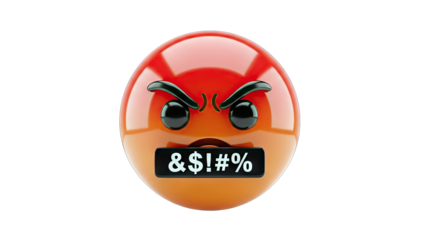 Angry Emoji with Profanity Expression on White Background