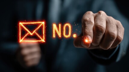 Businessman deciding on suspicious Emails to avoid internet viruses and potential scams, using 'yes' or 'no' decision to indicate potential threat