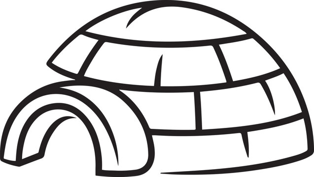 Simple sketch drawing of Igloo Traditional House vector illustration. one line Art icon drawing