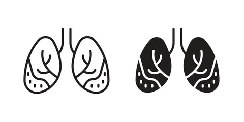 Asthma icon element in flat simple style. Thin stroke editable icons