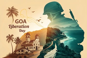 Patriotic Double Exposure Soldier Artwork Representing Goa Liberation.
