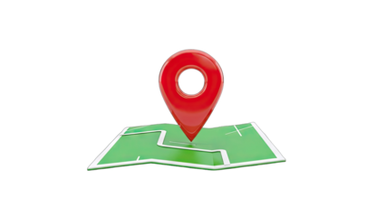 Red Location Pin on Green Map - Navigation Concept