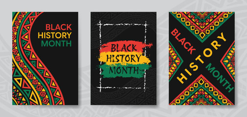 Set of Black history month design for social media posts, greeting card, cover, sale promotion templates. Celebrating black history month