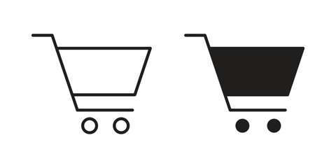 Cart icon element in flat simple style. Thin stroke editable icons