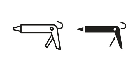 Obraz premium Caulk gun icon element in flat simple style. Thin stroke editable icons