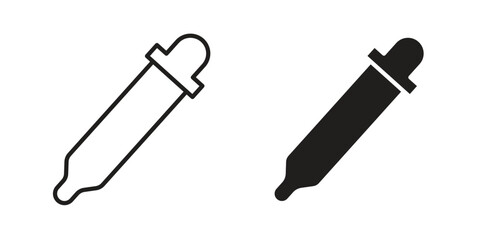 Color picker icon element in flat simple style. Thin stroke editable icons