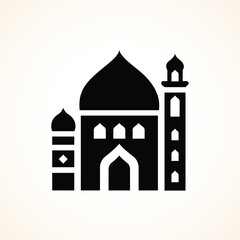 Islamic Mosque Icon with Single Minaret and Unique Side Structure