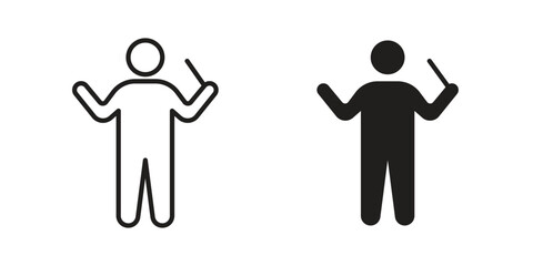 Conductor icon element in flat simple style. Thin stroke editable icons