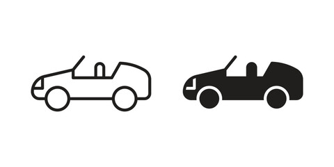 Convertible car icon element in flat simple style. Thin stroke editable icons