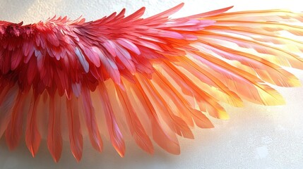 Obraz premium Detailed close-up of a vibrant red and pink bird wing