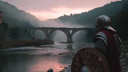 Roman Warrior at Misty River Bridge
